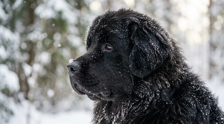 Newfoundland dog in winter air | Anxiety Vests & Surgical Bodysuits Newfoundland dog in winter air
