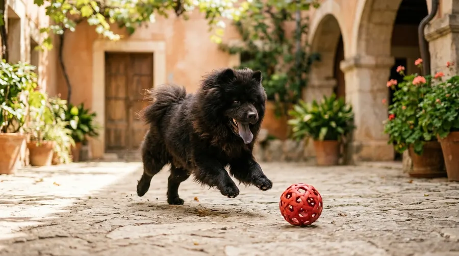 Chow Chow chasing bamboo ball | Automatic Feeders & Water Fountains Chow Chow chasing bamboo ball