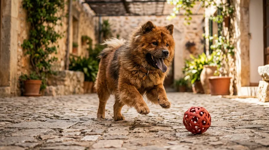 Chow Chow chasing red ball | Automatic Feeders & Water Fountains Chow Chow chasing red ball