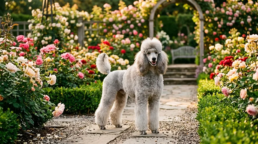 Silver Miniature Poodle standing