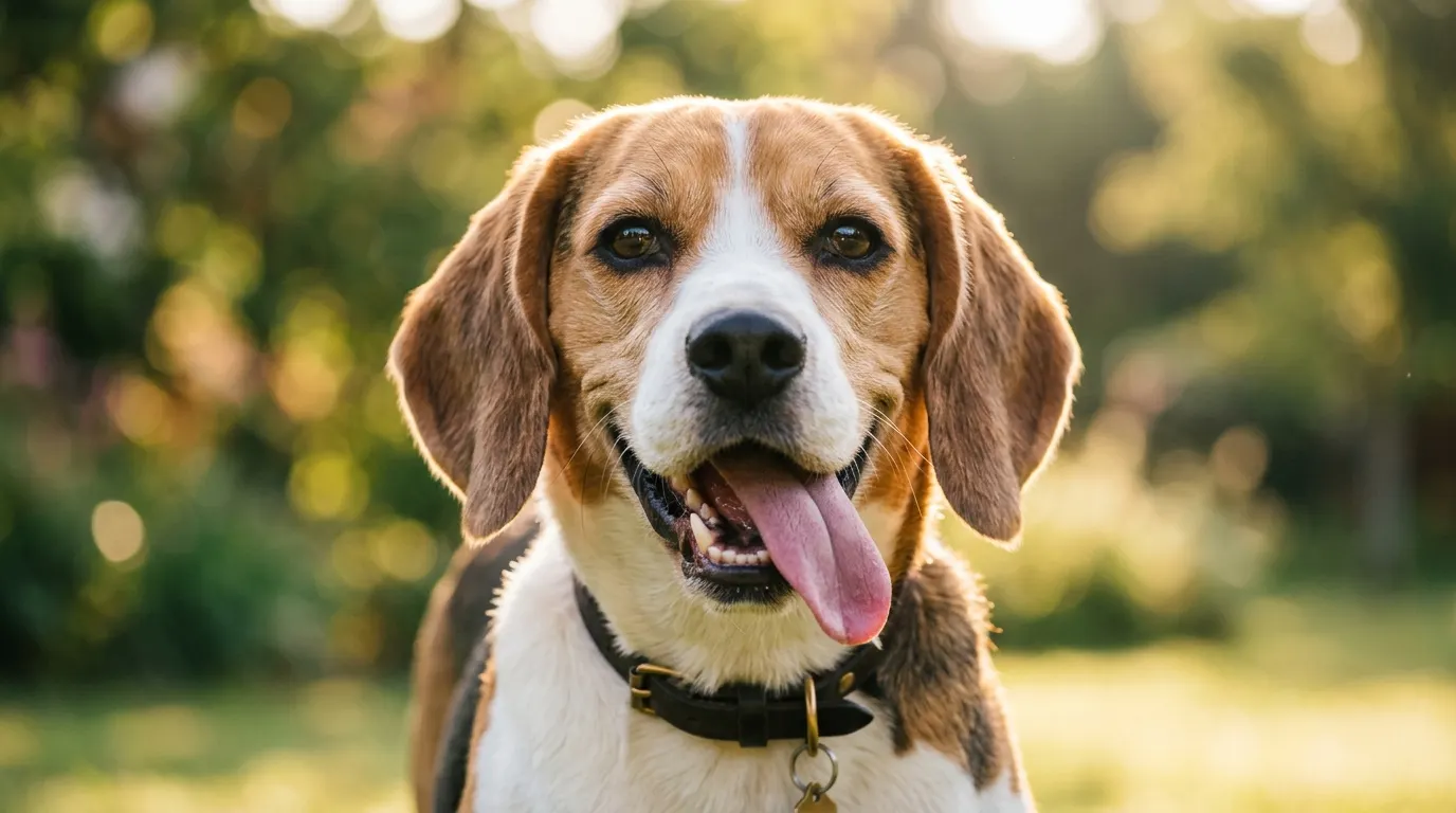 Smiling Beagle panting — Automatic Feeders & Water Fountains