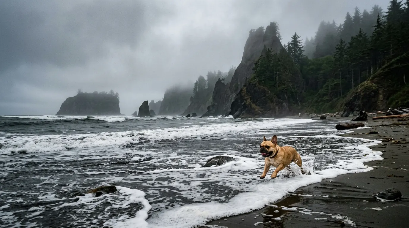 French Bulldog chasing sea foam | Bathing & Skin Care French Bulldog chasing sea foam — Bathing & Skin Care