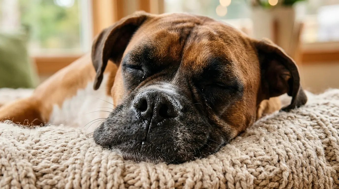 Boxer resting on blanket | Beds & Furniture Boxer resting on blanket — Beds & Furniture