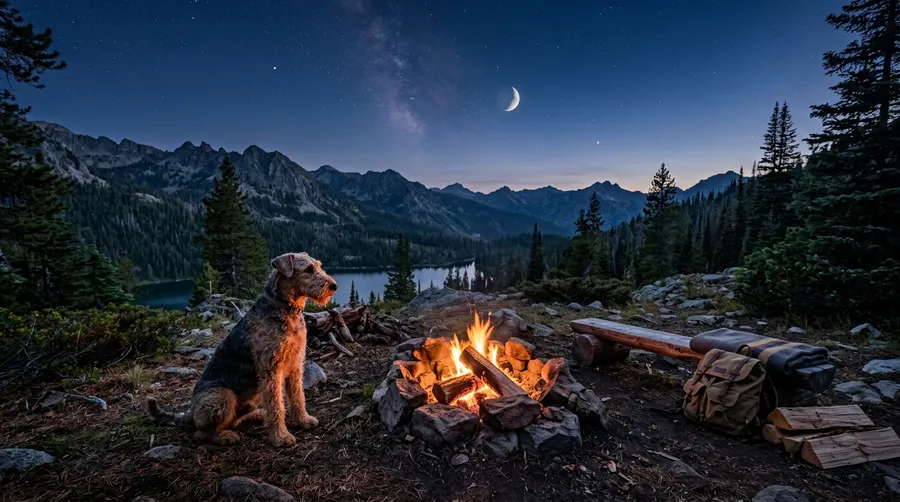 Airedale Terrier sitting by