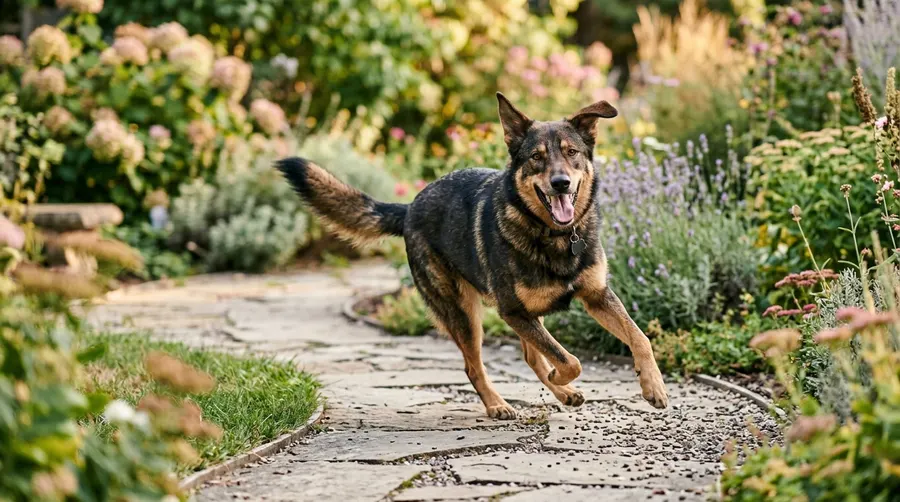 Dog running on stone path | best dog collars Dog running on stone path