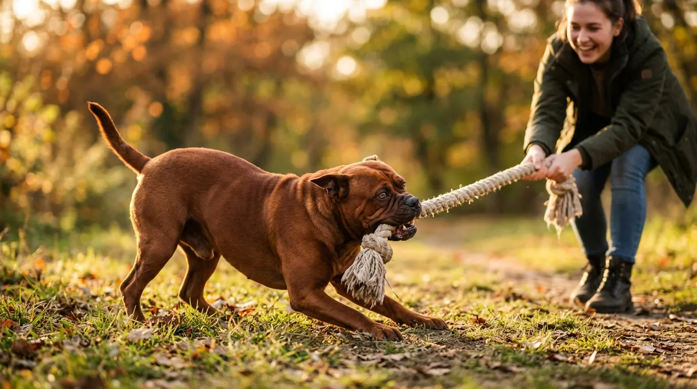 Dog playing tug-of-war — best dog fetch toys