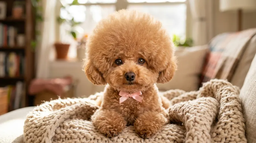 Apricot Toy Poodle with afro