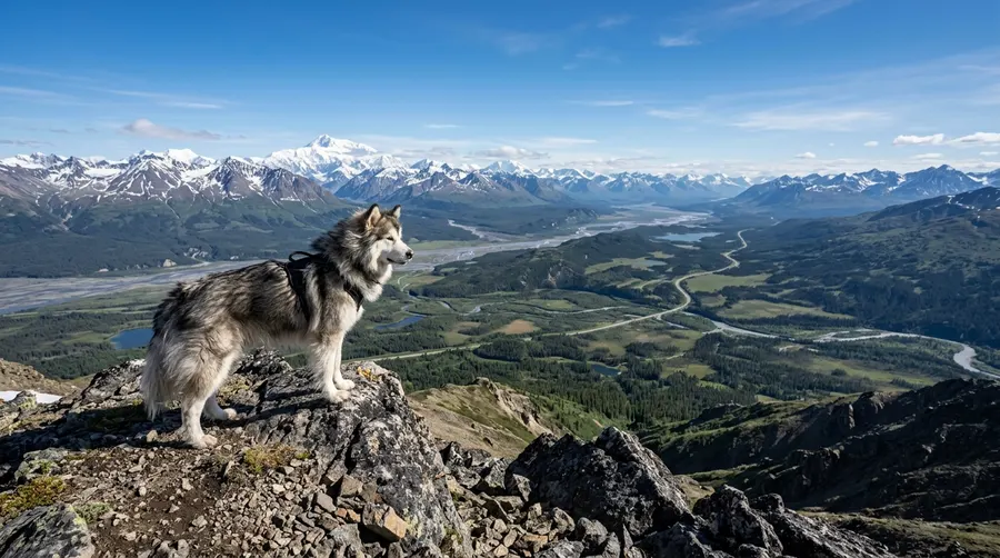 Alaskan Malamute standing on