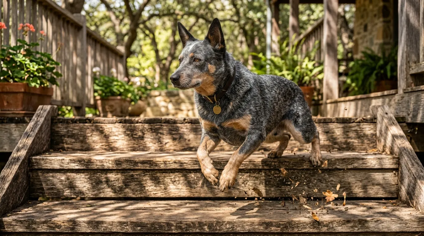 Dog sitting on porch step | best dog ramps Dog sitting on porch step — best dog ramps