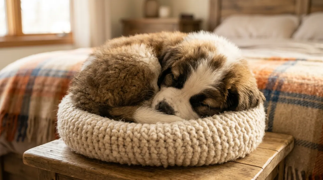 Puppy sleeping in basket — best escape proof dog crate