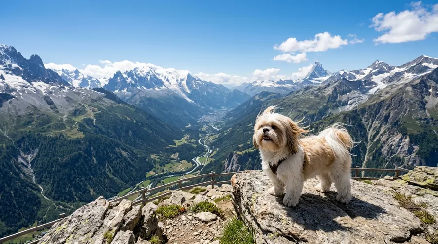 Shih Tzu on mountain lookout