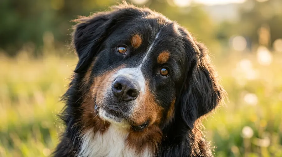 Bernese Mountain Dog tilting head