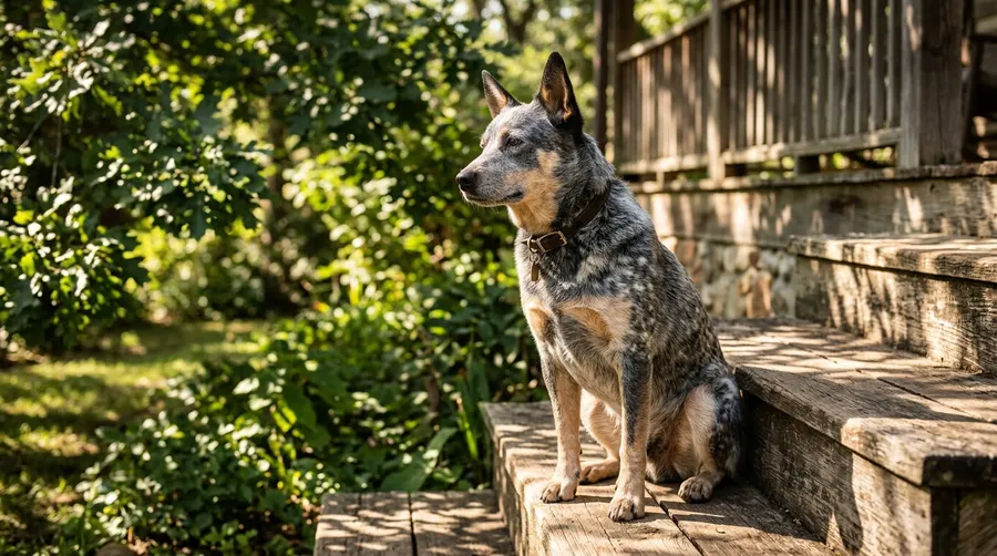 Australian Cattle Dog sitting porch