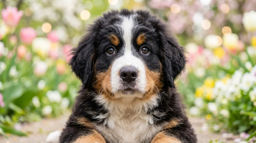 Bernese Mountain Dog puppy looking