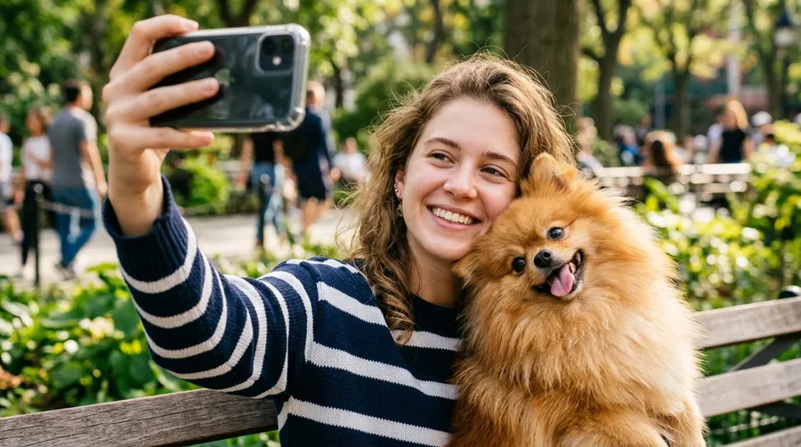 Person taking selfie with dog | Boundary & Deterrent Aids Person taking selfie with dog