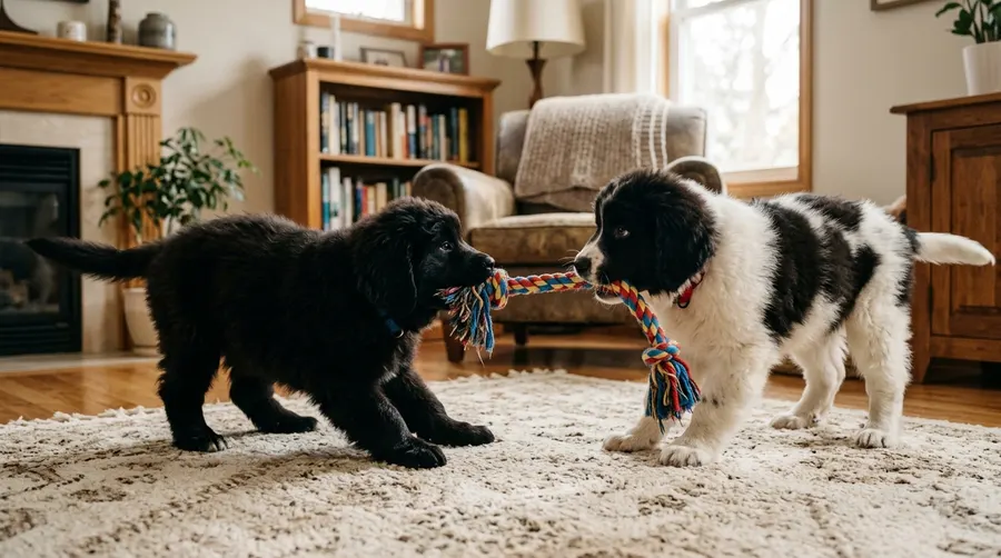 Newfoundland puppies playing | Collars & Materials Newfoundland puppies playing