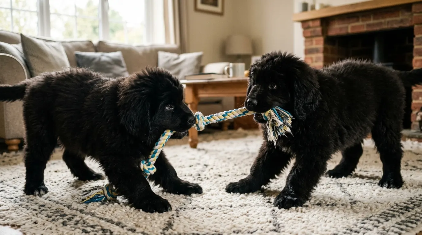 Newfoundland puppies playing | Collars & Materials Newfoundland puppies playing — Collars & Materials