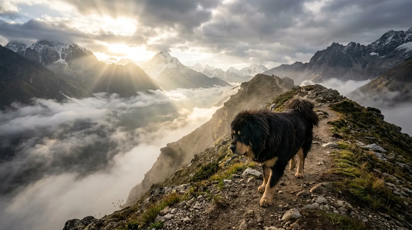Tibetan Mastiff walking ridge path | Collars & Materials Tibetan Mastiff walking ridge path — Collars & Materials