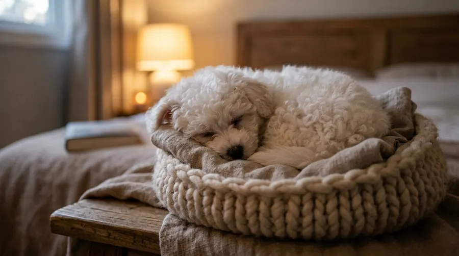 Puppy sleeping in wool basket | Crates, Houses & Pens Puppy sleeping in wool basket