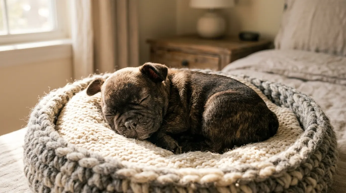 Puppy sleeping in wool basket | Crates, Houses & Pens Puppy sleeping in wool basket — Crates, Houses & Pens