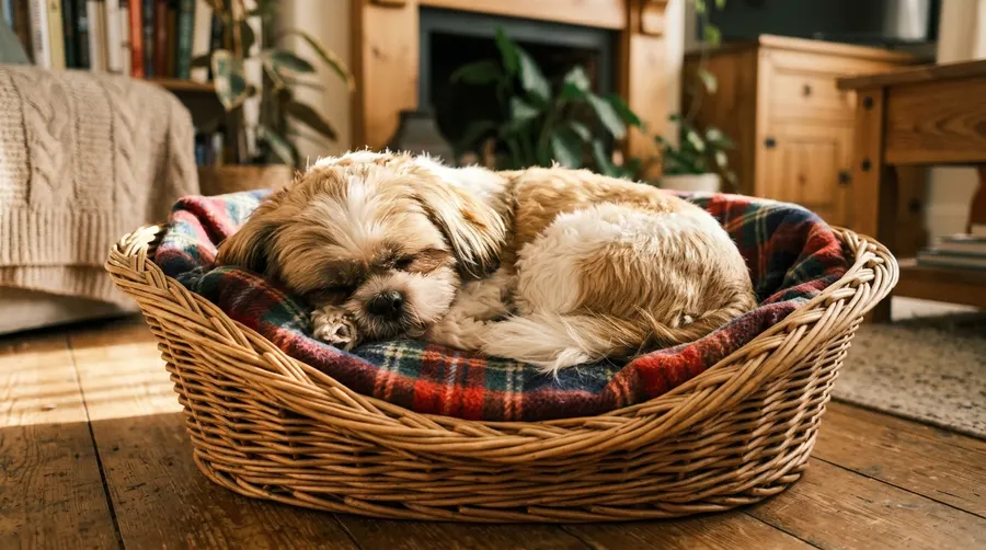 Shih Tzu sleeping in basket | Crates, Houses & Pens Shih Tzu sleeping in basket