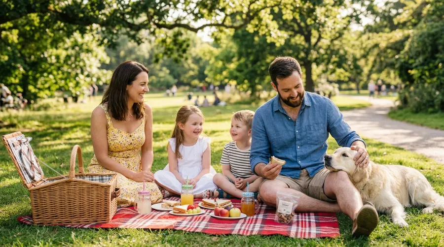 Family enjoying park picnic