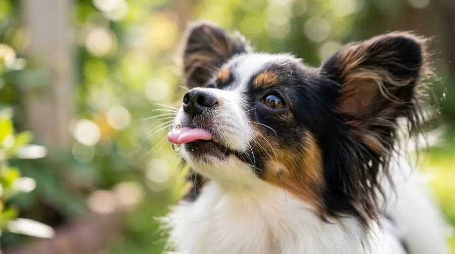 Papillon catching water drop | Dental Brushing & Hygiene Papillon catching water drop