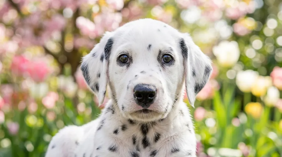 Dalmatian puppy looking into camera | Diets & Formats Dalmatian puppy looking into camera