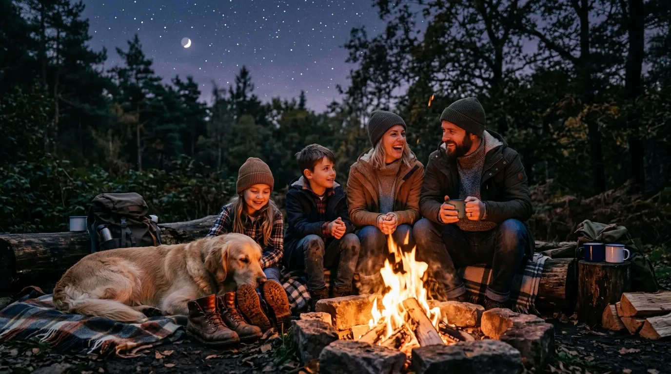Family sitting around woodland — Digestive Health & Probiotics