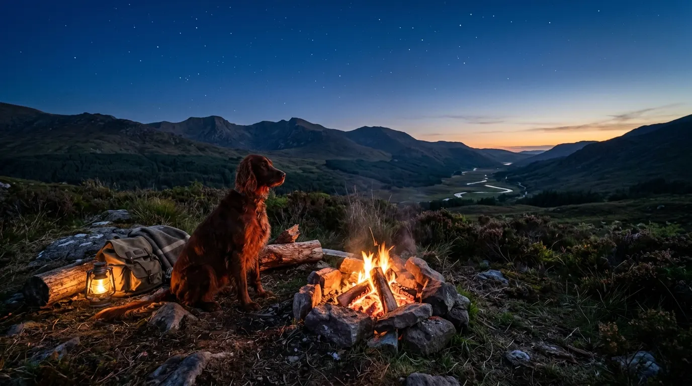 Irish Setter sitting by campfire | Digestive Health & Probiotics Irish Setter sitting by campfire — Digestive Health & Probiotics