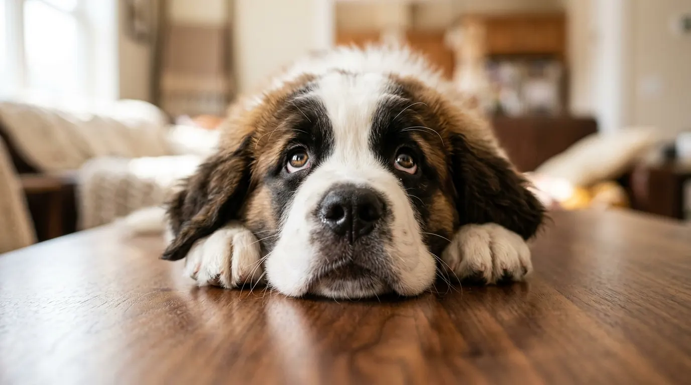 Saint Bernard puppy resting chin — Dog Ramps & Steps