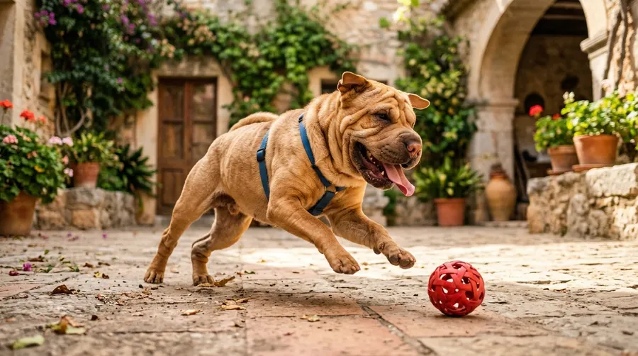 Shar Pei chasing red ball | Dog Ramps & Steps Shar Pei chasing red ball