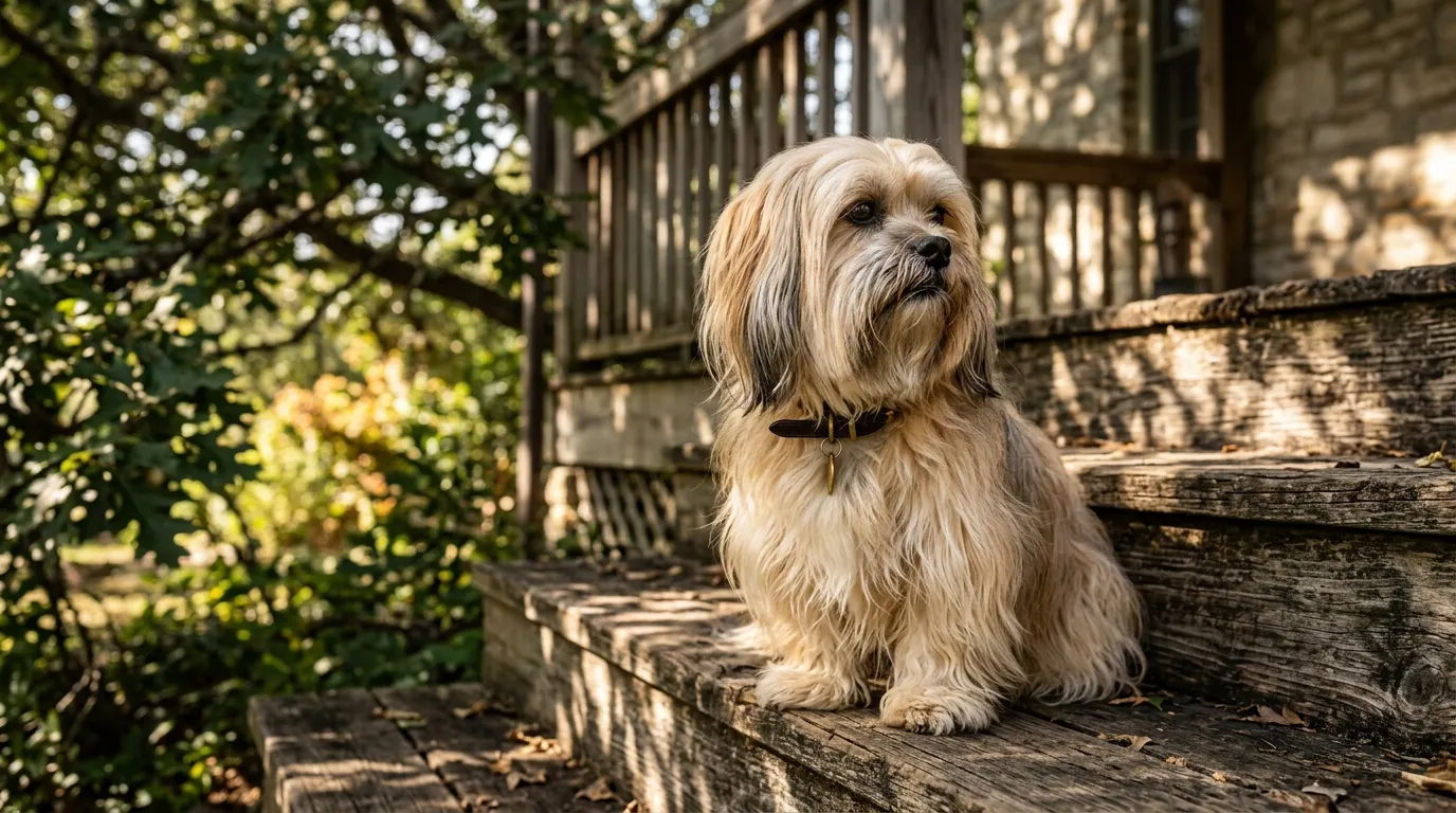 Lhasa Apso sitting on porch | Doors, Gates & Ramps Lhasa Apso sitting on porch — Doors, Gates & Ramps