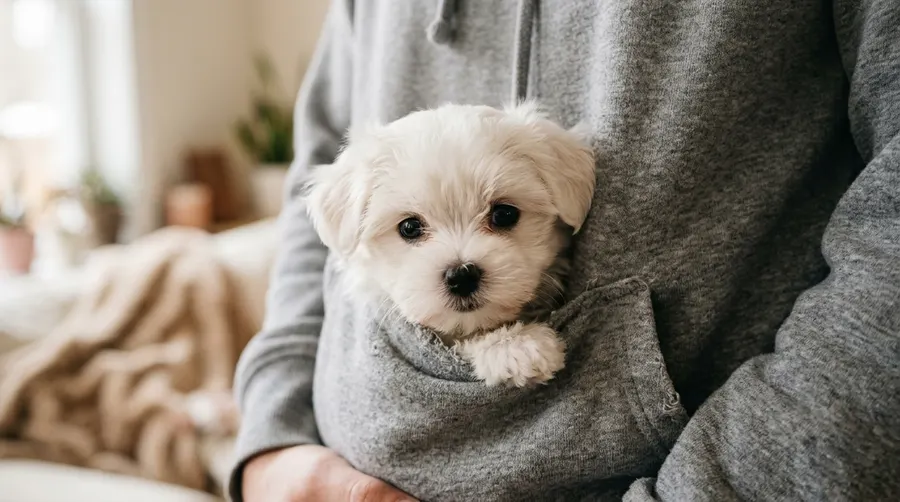 Puppy peeking from hoodie pocket | Doors, Gates & Ramps Puppy peeking from hoodie pocket