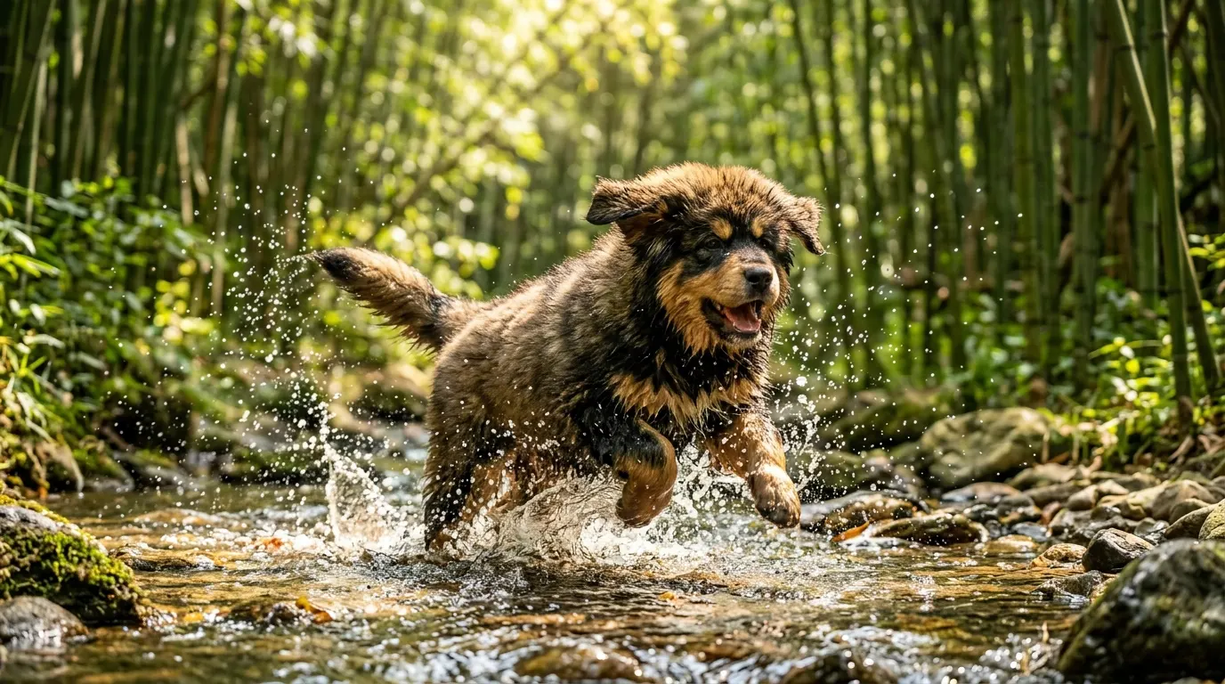 Puppy splashing in stream — Electronic & Microchip Pet Doors