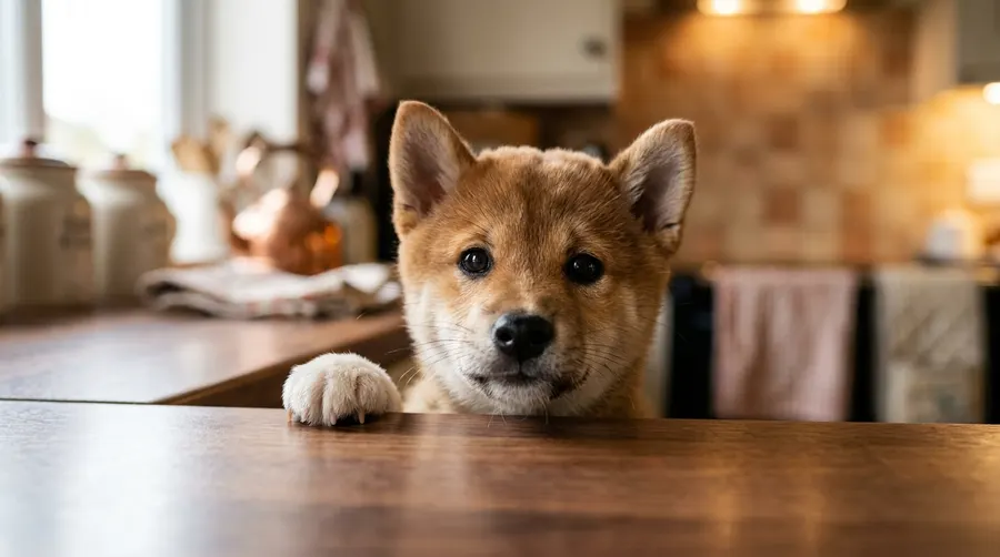 Shiba Inu puppy peeking | Electronic & Microchip Pet Doors Shiba Inu puppy peeking