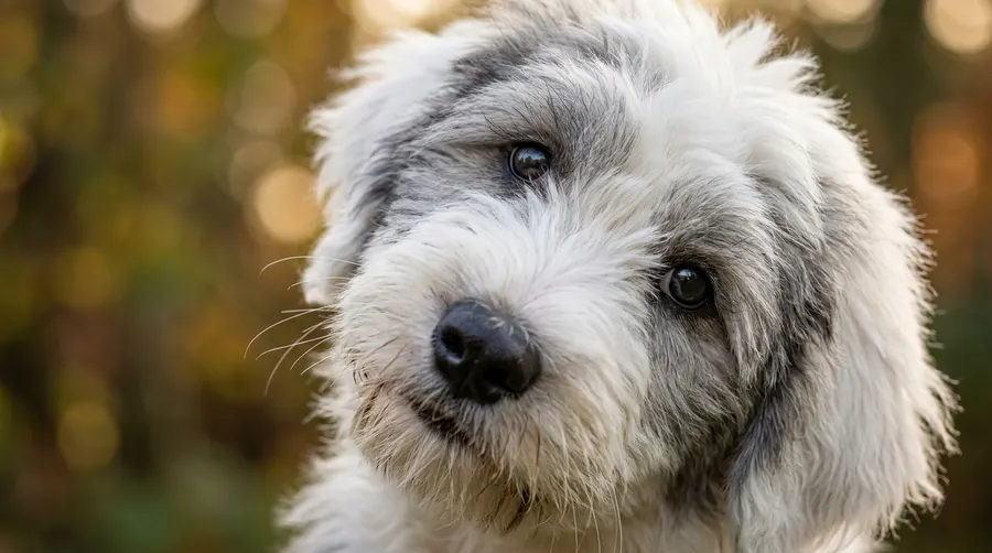 Sheepdog tilting head in curiosity