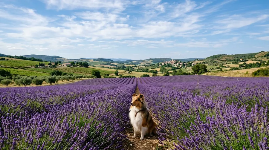 Shetland Sheepdog sitting in field
