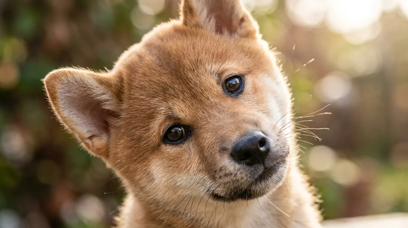 Shiba Inu puppy tilting head — Elevated & Slow Feeder Bowls