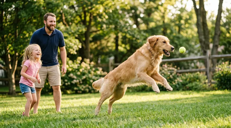 Father and daughter playing fetch | Enzymatic Stain & Odor Cleaners Father and daughter playing fetch