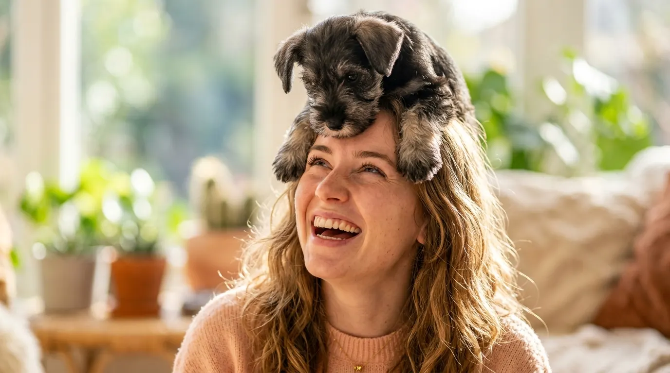 Puppy balances on head — Exercise Pens & Playpens