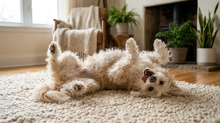 Dog rolling on rug | Feeding Calculators & Caloric Requirements Dog rolling on rug