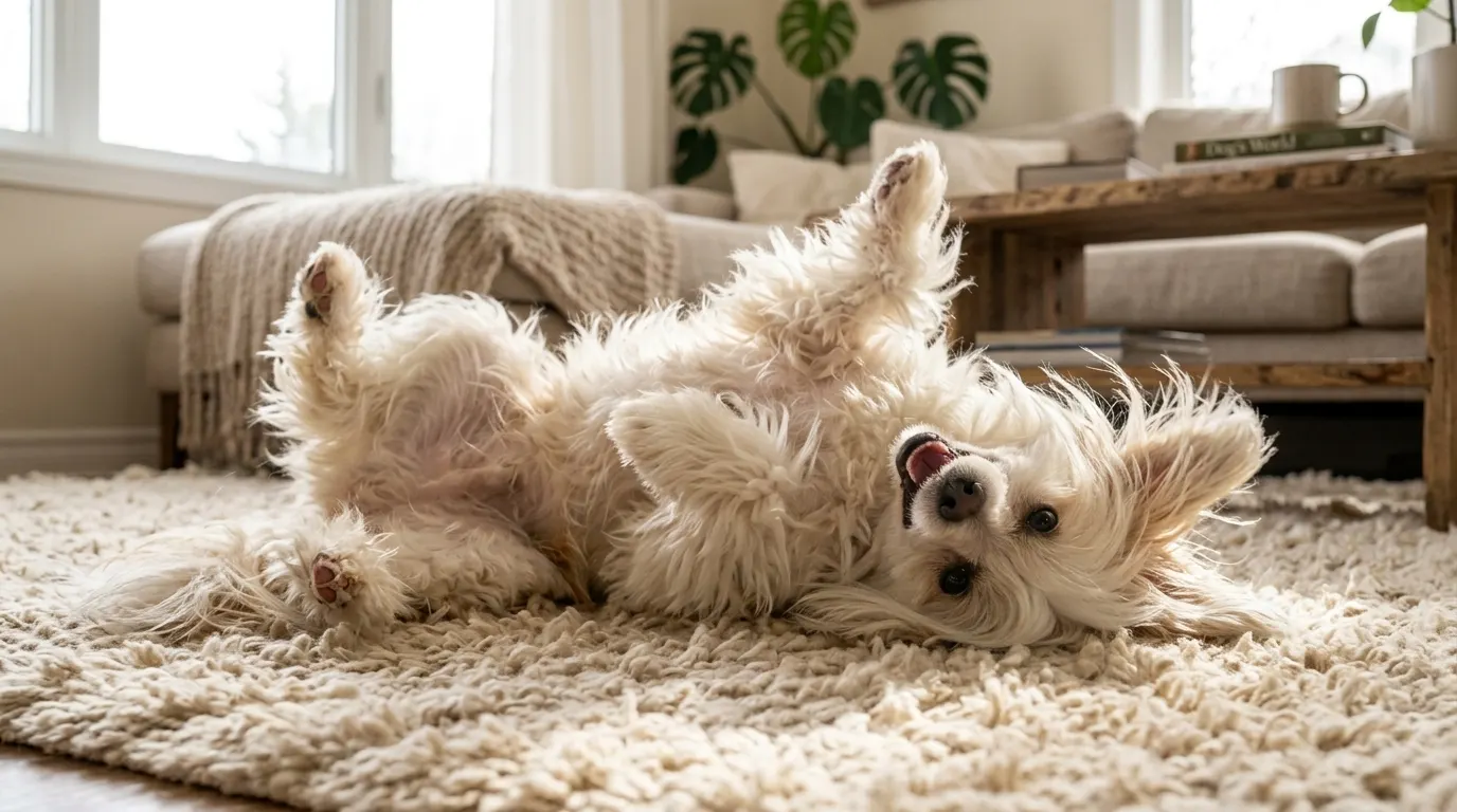 Dog rolling on rug | Feeding Calculators & Caloric Requirements Dog rolling on rug — Feeding Calculators & Caloric Requirements