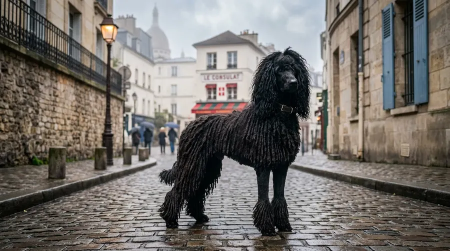 Black Standard Poodle standing | Feeding & Watering Supplies Black Standard Poodle standing