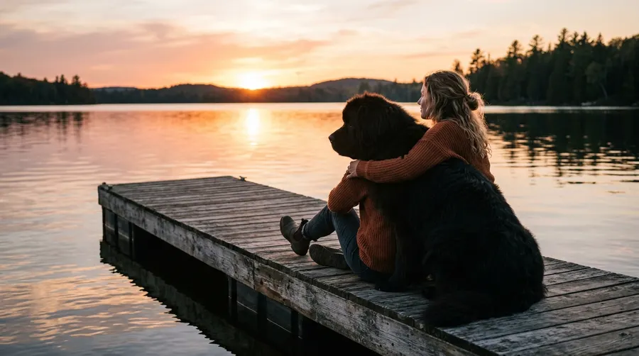 Person sitting with dog by | First Aid & Emergency Care Person sitting with dog by