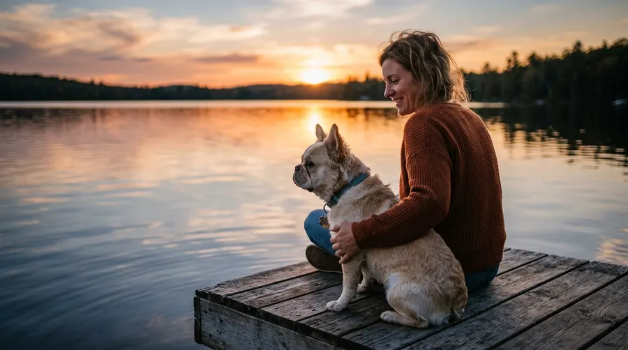 Person sitting with dog by | First Aid & Emergency Care Person sitting with dog by