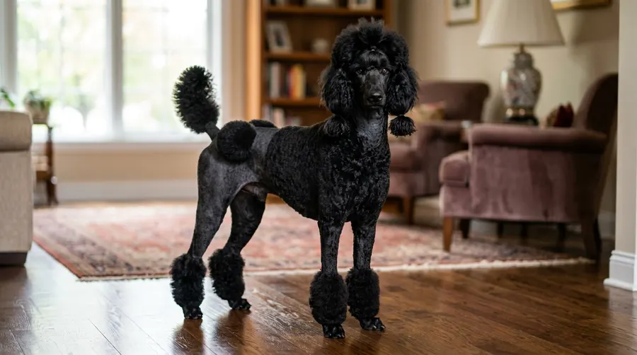 Black standard poodle standing | Flea, Lice & Tick Control Black standard poodle standing
