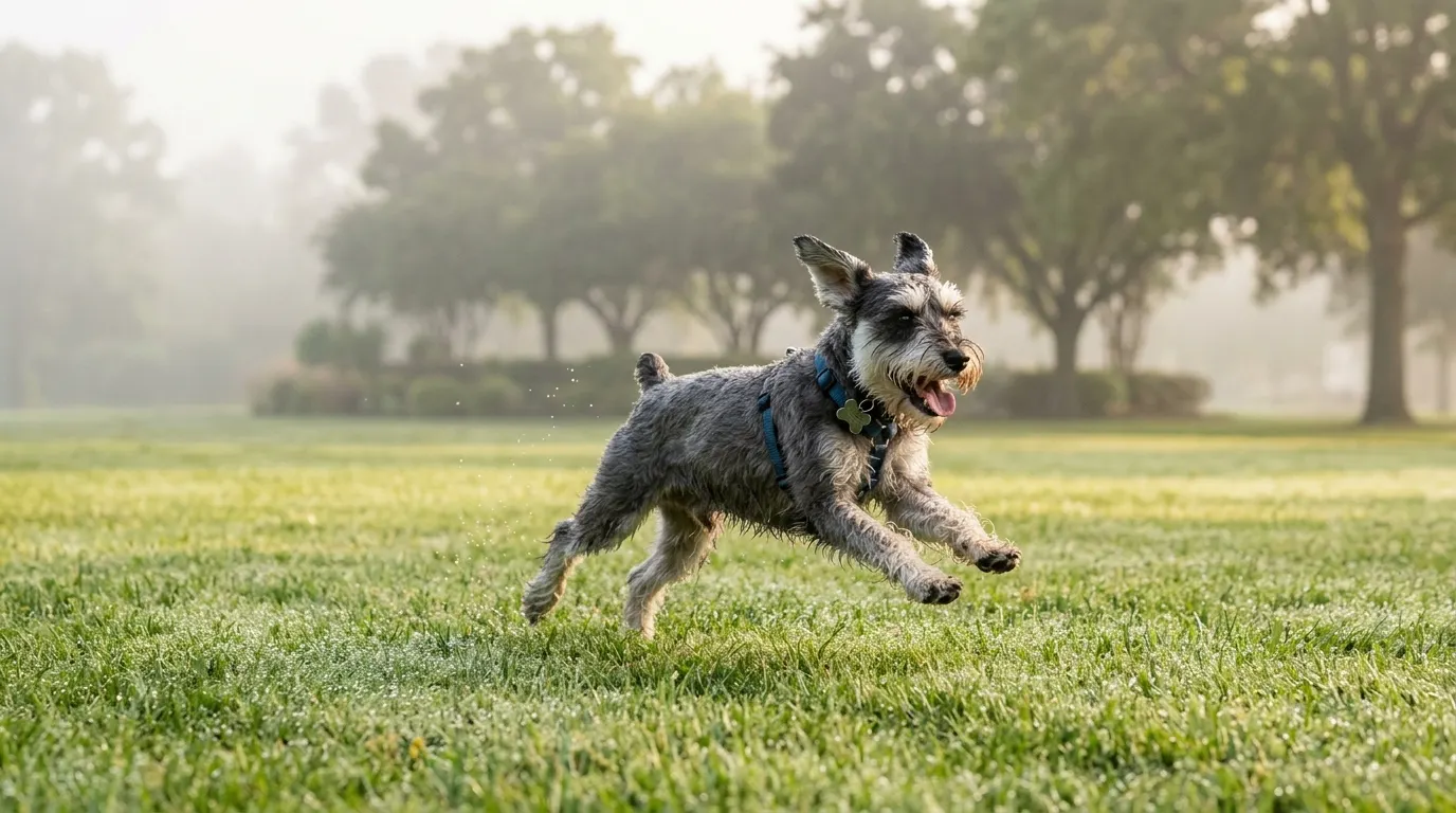 Miniature Schnauzer running on lawn | GPS Tracking & Smart Collars Miniature Schnauzer running on lawn — GPS Tracking & Smart Collars