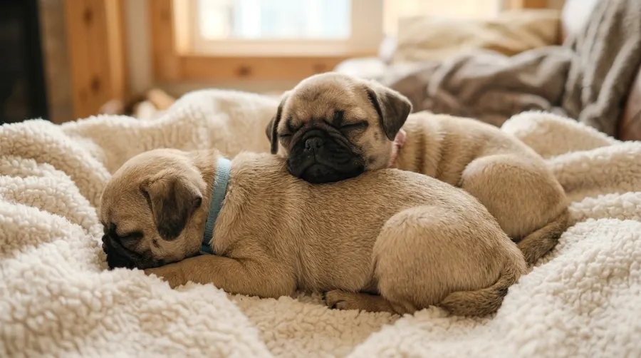 Pug puppies snuggling together | GPS Tracking & Smart Collars Pug puppies snuggling together