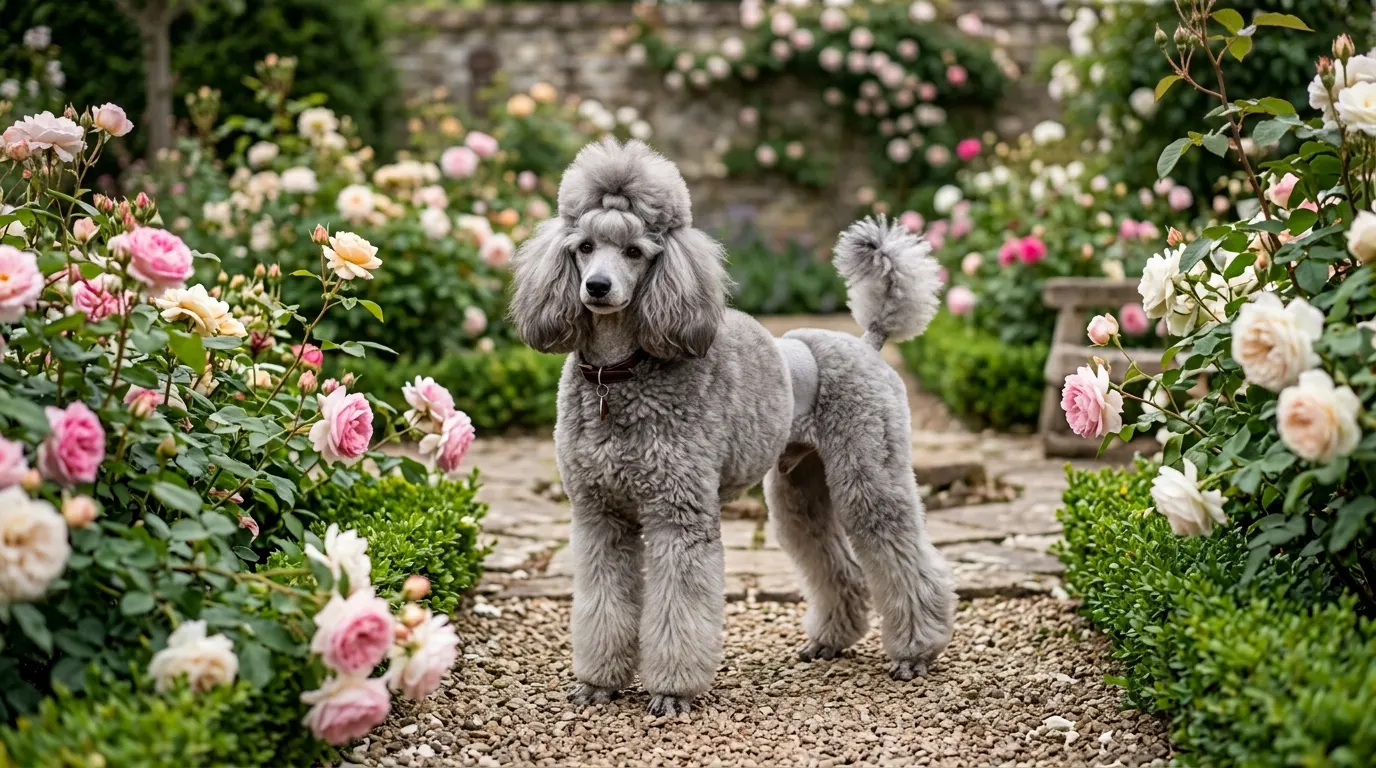 Miniature Poodle standing | Ground Stakes & Anchors Miniature Poodle standing — Ground Stakes & Anchors